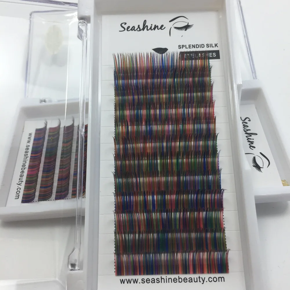 Seashine C curl 11 мм 13 радужные цветные ресницы смешанные из искусственной норки