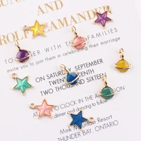 20pcs alloy colorful enamel star planet pendant enamel charms diy accessories for handmade fashion necklacekeychains earrings