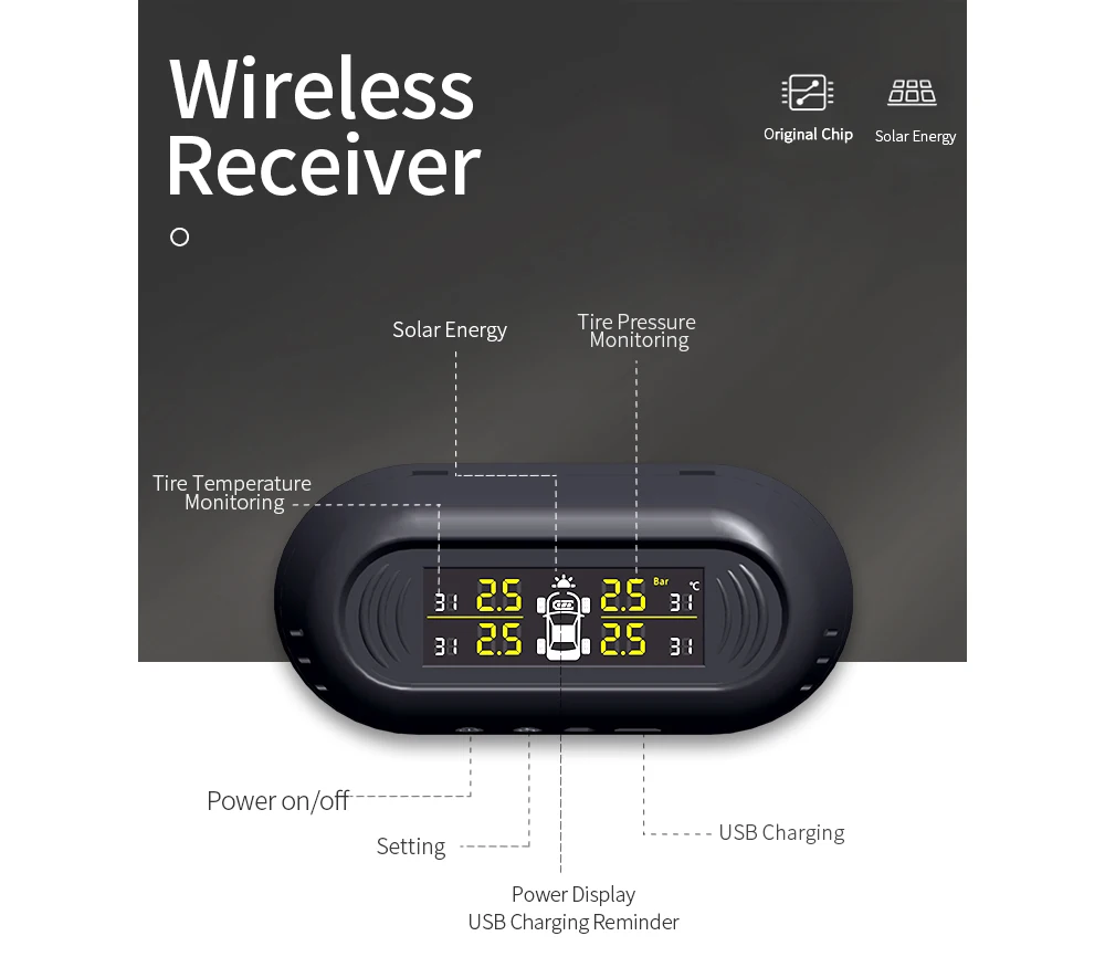 Автомобильная TPMS система контроля давления в шинах Солнечная энергия цифровой ЖК-дисплей автоматическая система охранной сигнализации s давление в шинах
