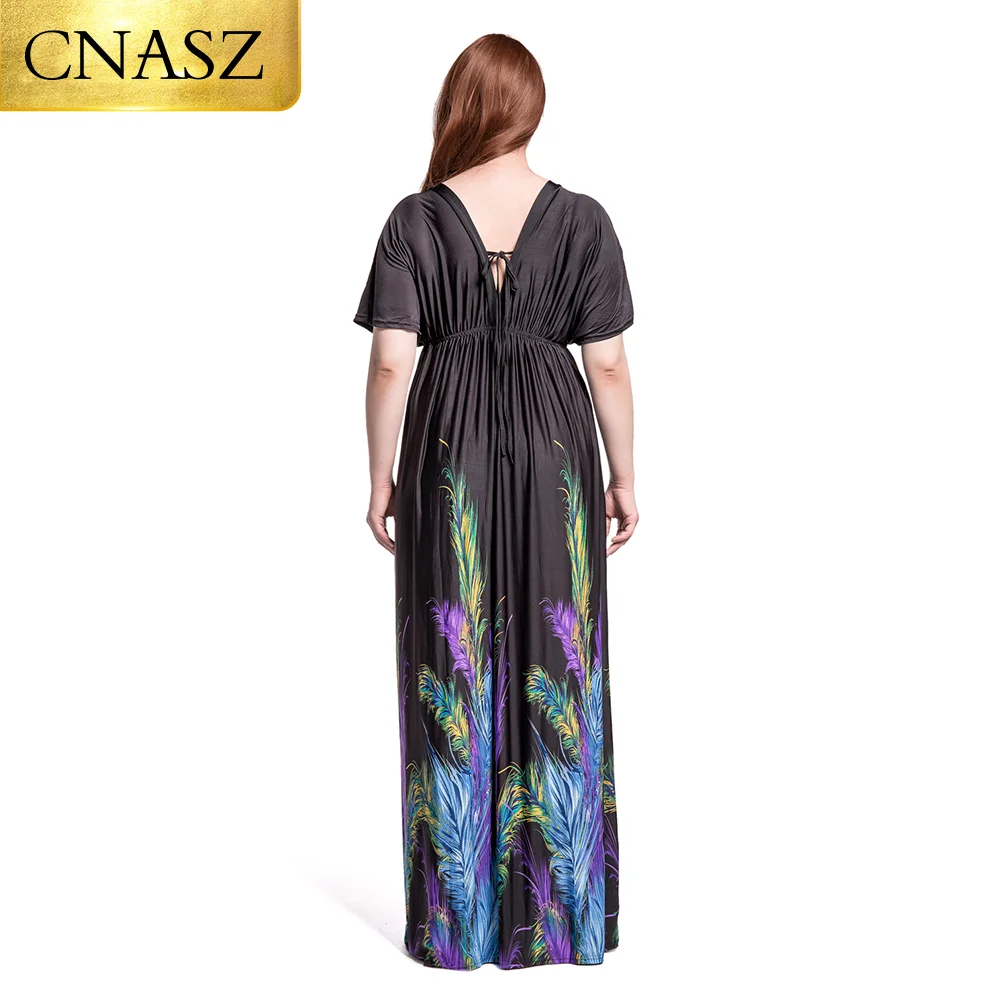 Женское богемное платье размера плюс с павлиньим хвостом гавайский длинный