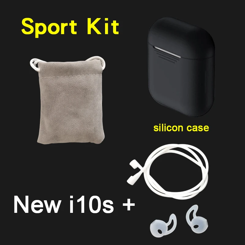 i10s sport kit black Обновленная Беспроводная bluetooth-гарнитура i10s tws 5D bass pk i10tws w1 чип для iPhone Android tws i10 - Цвет: i10s sport kit black