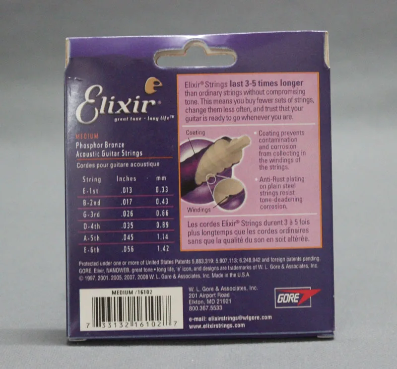 10 комплектов струн для акустической гитары среднего калибра из фосфорной бронзы