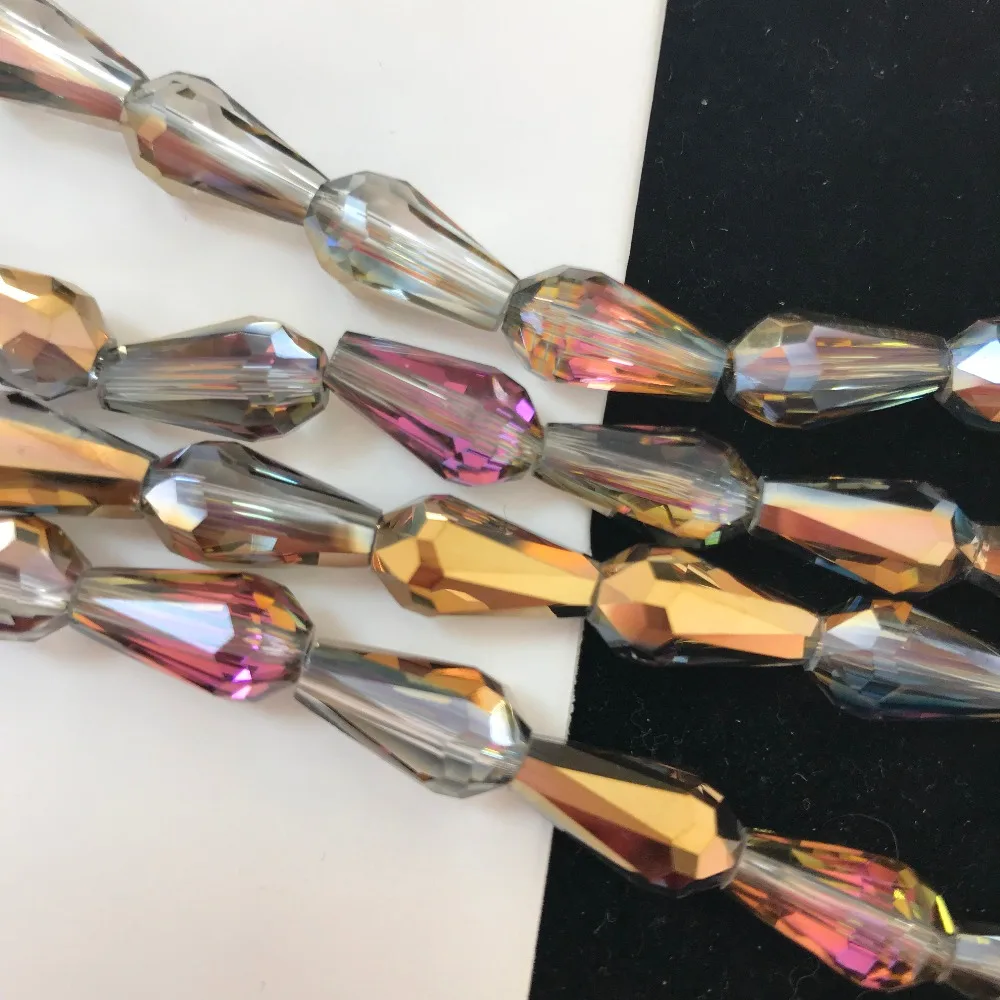 50pcs 8x16mm Drop Bicone Austria Crystal beads Charm loose spacer Beads DIY Earrings necklace hadicraft bracelet jewelry | Дом и сад