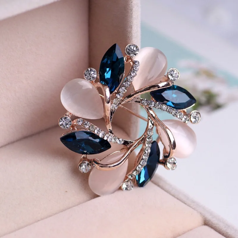 Handmade Women Fashion Brooches Pin Crystal Bauhinia Shape Brooch Accessories For Dress Sweater Decorative Ornament | Украшения и