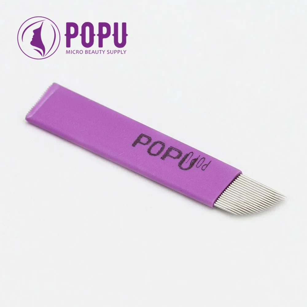 POPU F Форма Перманентный макияж бровей Тату лезвие микроблейдинг иглы для 3D