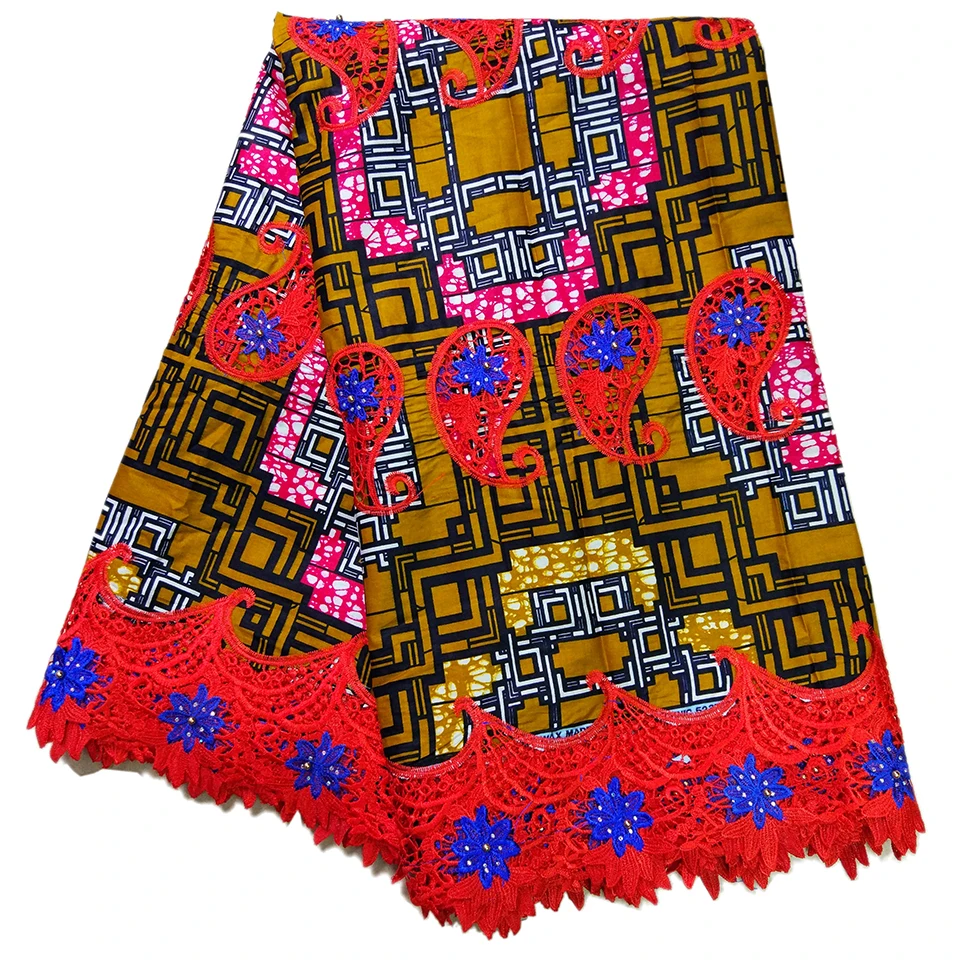 Tissus Africaine воск с кружевом Африканский ткань Brodery для платья делая LBLLK 1|lace fabric|lace