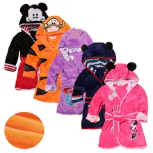Мультяшное детское одеяние Flannel Child Boy Girl Robe Смазливая животное с капюшоном Халаты с длинным рукавом Мальчики Халат Детская одежда