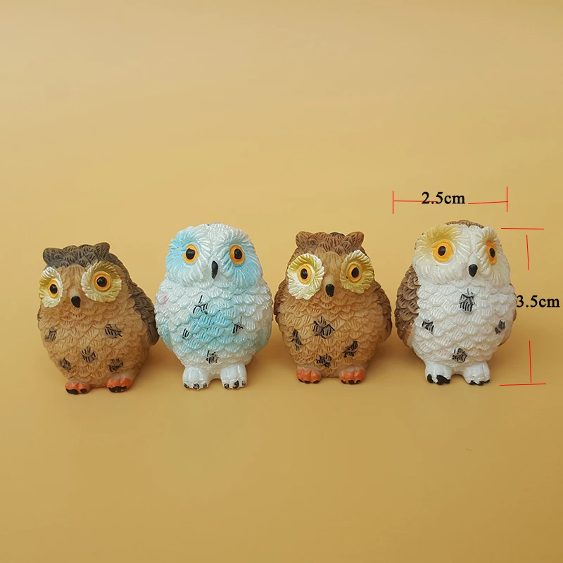 Буф 4 шт./компл. маленькая Сова животных статуэтки микро пейзаж статуетка с узором