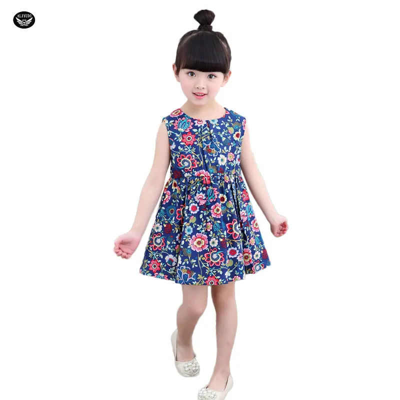 Лето Девушки Вс Платье 2017 Мода Принцесса Свадебные Платья Партии Цветочные