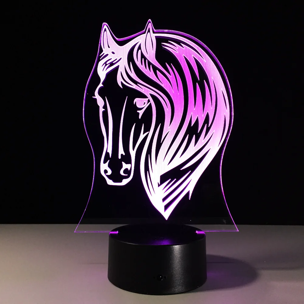 

7 Color Animal Horse 3D Night Light USB LED Desk Table Lamp For Home Bedroom Decoration
