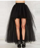 1 piece black maxi skirt adjustable waist chiffon skirt female irregular sun skirt front short back fishtail new