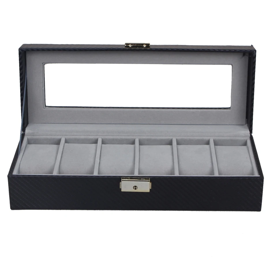 Элегантные часы из углеродного волокна с 6 ячейками Подарочные мужские и женские