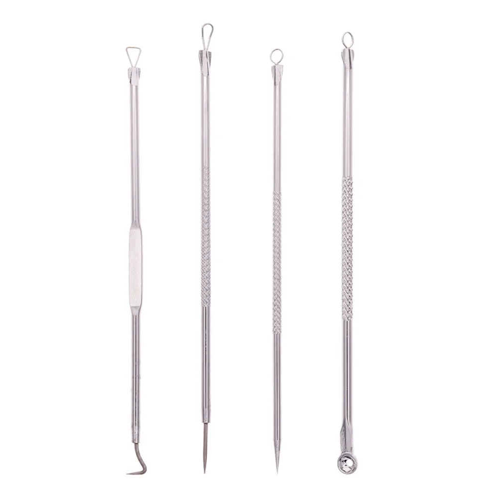 4 шт./компл. Нержавеющая сталь комедона прыщ Черноголовых Extractor Угри Remover иглы