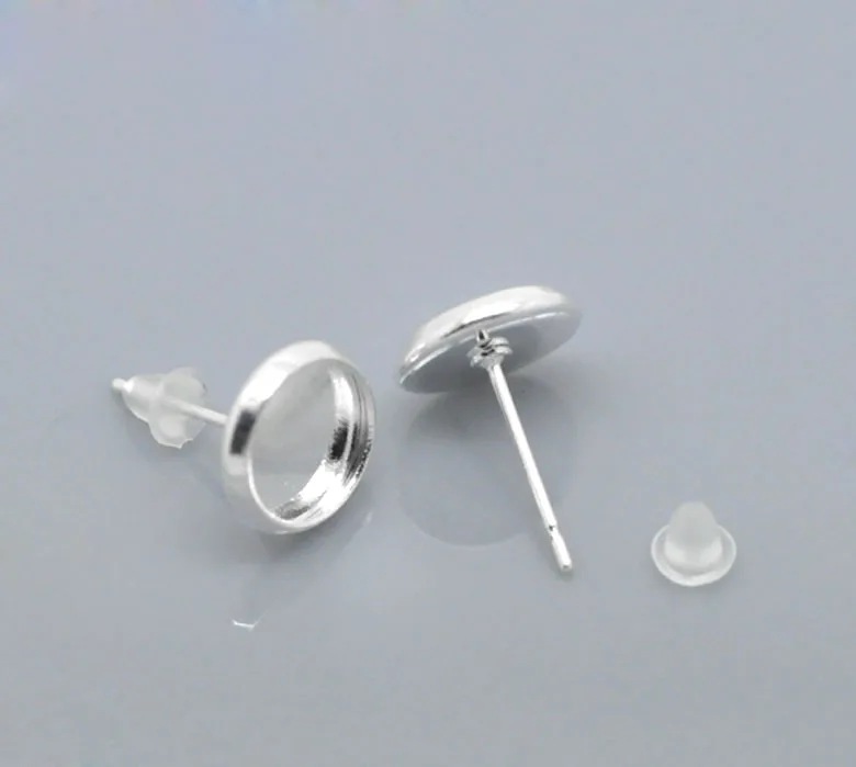 DoreenBeads медные серьги круглые Серебристые настройки кабошона (подходит для 8 мм) 14