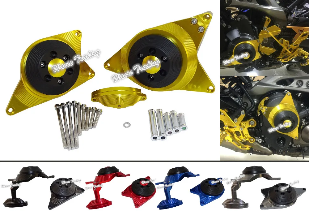 

Motorcycle CNC Aluminium Engine Protective + Plug Clutch Protect Cover Right & Left Side For Yamaha MT-09 MT09 2014 2015 2016