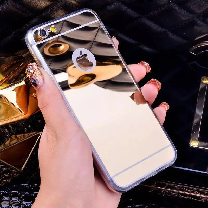 Модный роскошный зеркальный мягкий чехол из ТПУ для телефона iPhone X/10 5 5S SE 6 6S 6plus