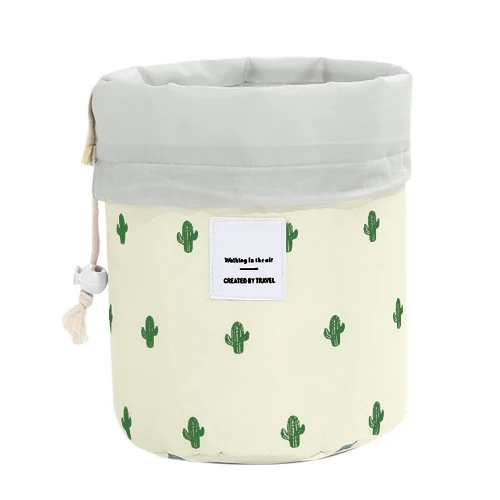 White cactus BAKINGCHEF косметичка на шнурке с фламинго для женщин, косметичка для путешествий, косметичка, чехол для мытья глаз, кисть для теней, губная помада, органайзер для хранения - Цвет: White cactus
