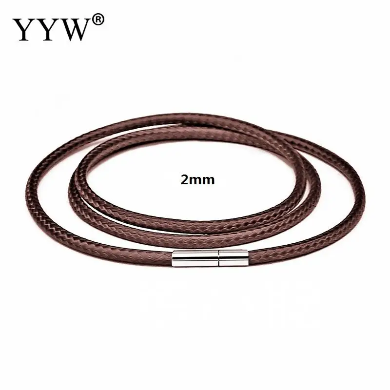 brown 2mm 41-70 см 1-3 мм черный кожаный шнур ожерелье Шнур Воск Веревка для DIY ожерелье s ювелирные изделия кружево цепь с нержавеющей стали поворотный застежка - Окраска металла: brown 2mm