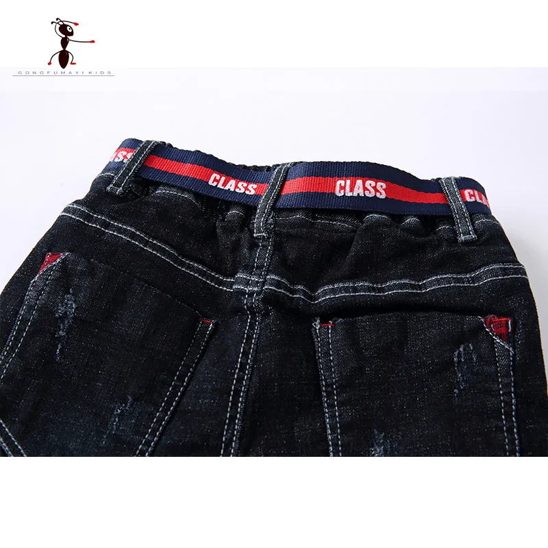 Kung Fu Ant Boys Jeans Black Blue Denim Pocket Light Washed Kids Pants 3T-8T Size Children Trousers Home School 8606 |