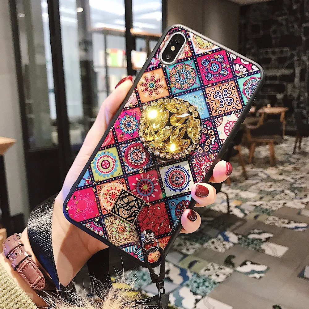 ORYKSZ Luxury Diamond Glitter Phone Case For Iphone X XS XSMAX Cases iPhone 8 7 7plus 6 6s 6plus Hand Strap Back Cover |
