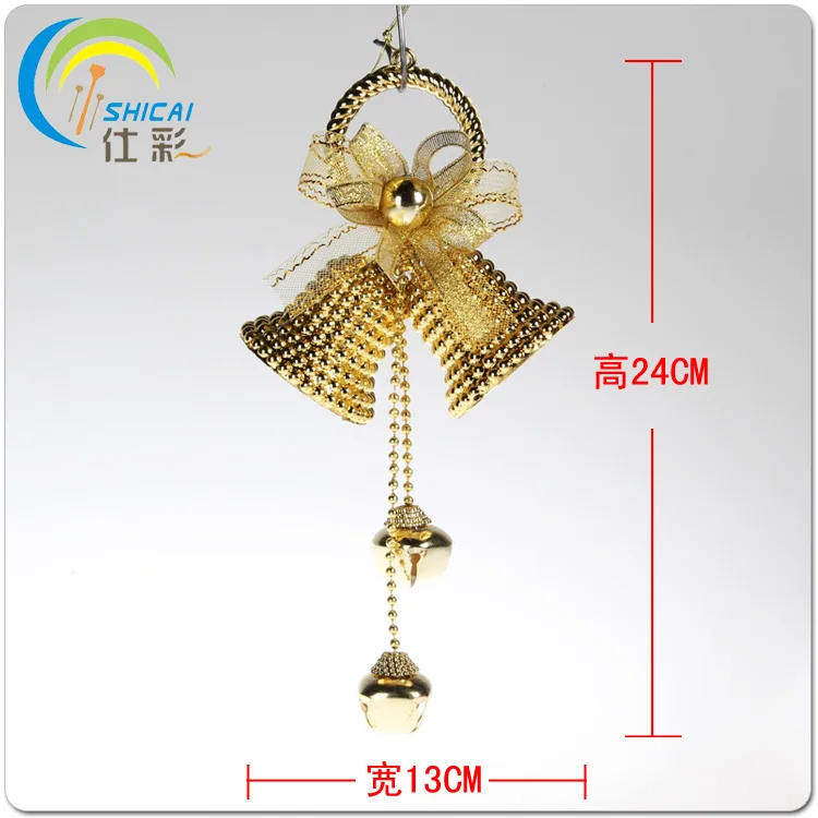 Shi -color gold ring Christmas bells scene layout decorated tree ornaments mounted bell rings | Дом и сад