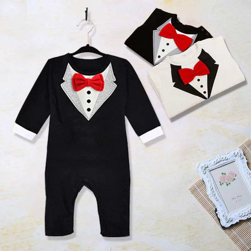 Fashion Toddlder Newbore Baby Boy Formal Suit Party Wedding Tuxedo Gentleman Short Sleeve Romper Jumpsuit Outfit Clothes Wear |