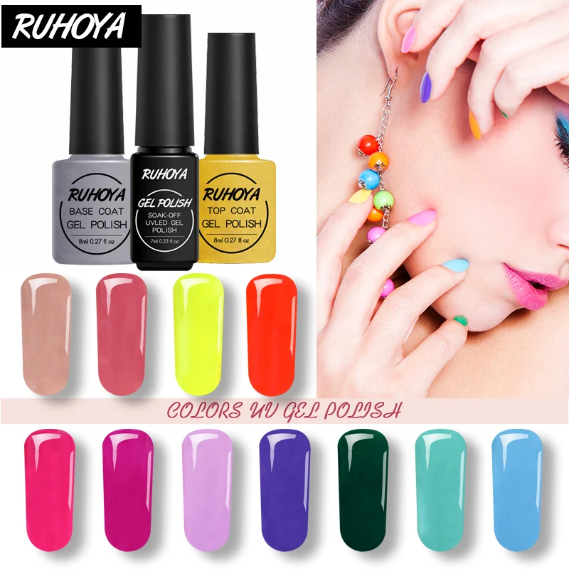 Ruhoya светодио дный УФ-гель лак для ногтей 24 цвета Soak Off гель оригинал Книги по