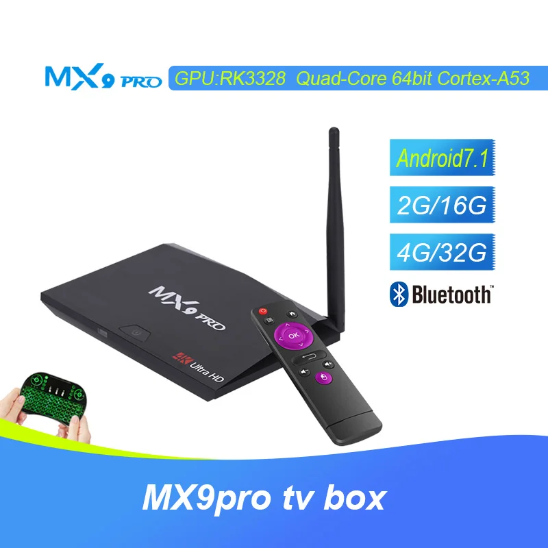 MX9 Pro ТВ Box Android 8 1 RK3328 4 ядра ГБ 32 Wi Fi Bluetooth USB 3 0 телеприставки Media Player H.265 VP9 HDR К PK