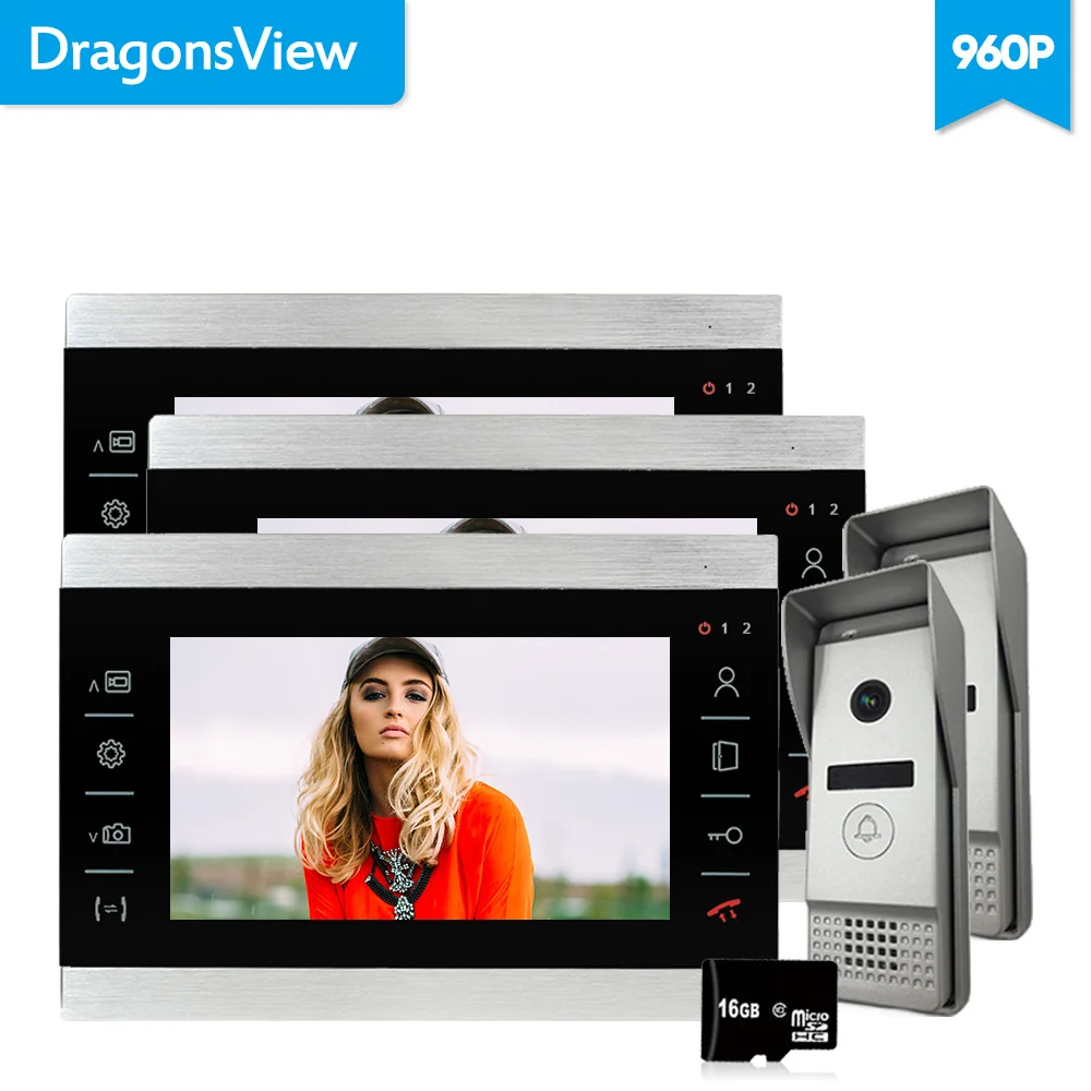 Dragonsview 960P AHD 7 дюймов TFT сенсорная кнопка цветной ЖК видео домофон проводной