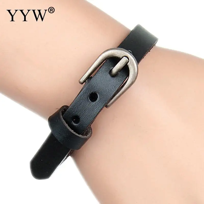 

Fashion PU Leather Cord Bracelets Bling With Zinc Alloy Silver Color Plated Unisex & Adjustable Leather Bangle Wristband Charm