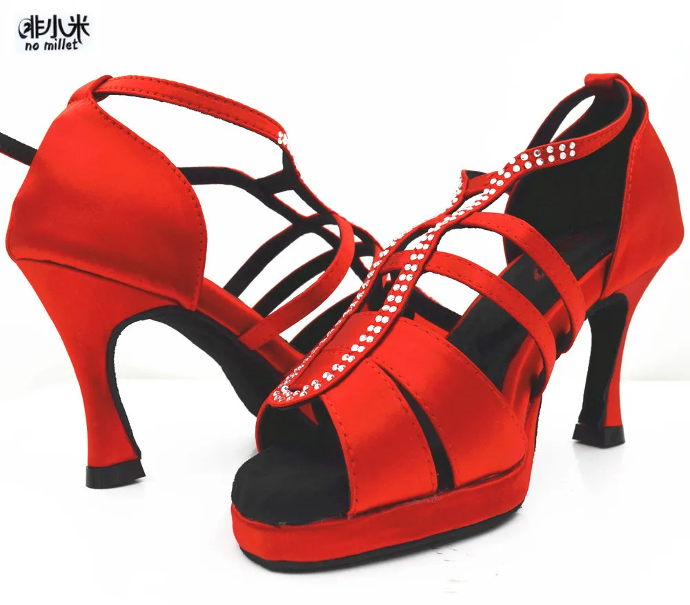 ESdance Women Latin Dance Shoes 9.5cm Dancing Shoe Red Waterproof Platform Ladies Ballroom | Спорт и развлечения