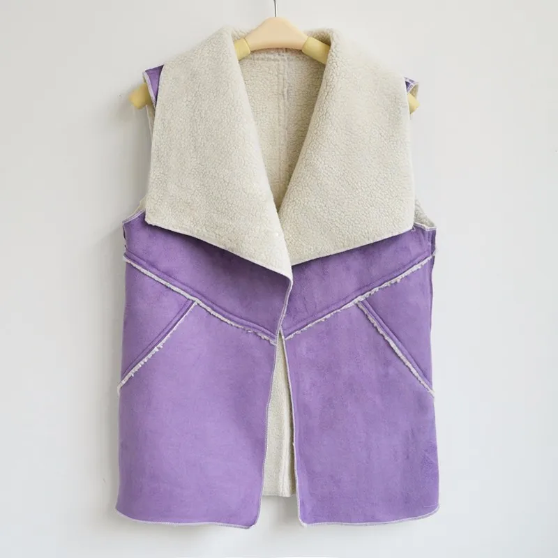 Женский замшевый жилет из искусственной кожи на весну и осень флисовый с узором в