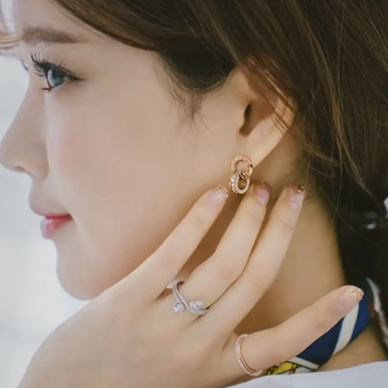 2019 Новый Сияющий с украшением в виде кристаллов розовое золото серьги из