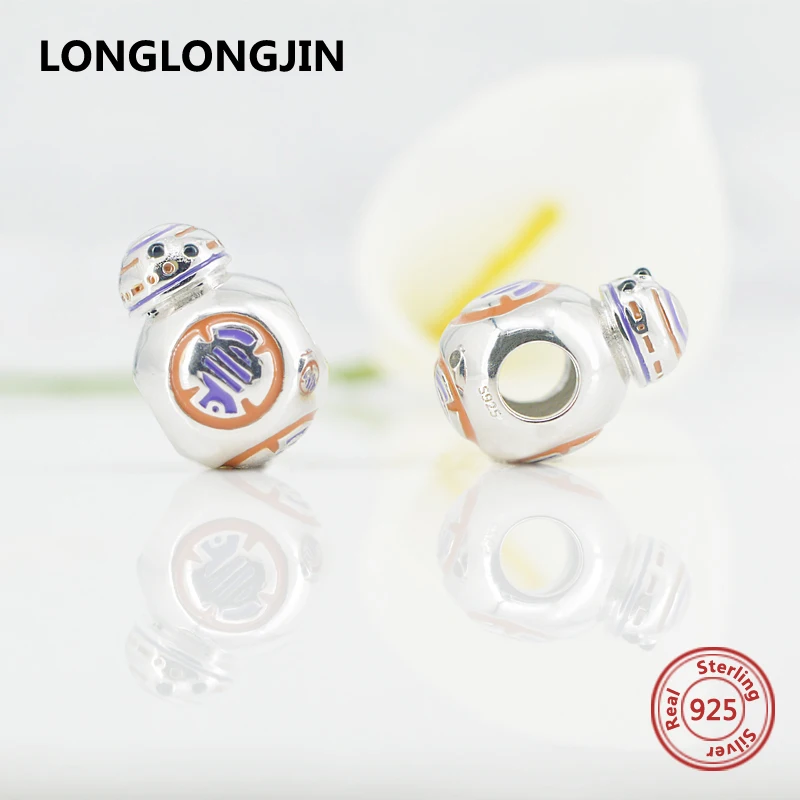 New arrival 925 sterling Silver color enamel robot Beads Fit original Pandora Charms Bracelet Pendant fine Jewelry accessories | Украшения