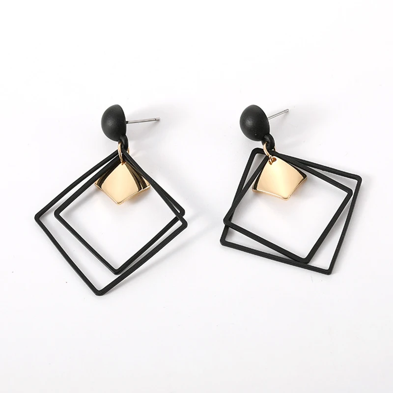Модные геометрические серьги простые круглые квадратные в форме капель