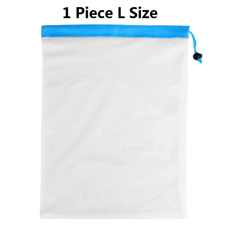 1 Piece L Size 15 шт./лот многоразовые сетчатые сумки производят сумки моющиеся Экологичные легкие сумки для мелочей фрукты овощи игрушки сумка для хранения - Color: 1 Piece L Size