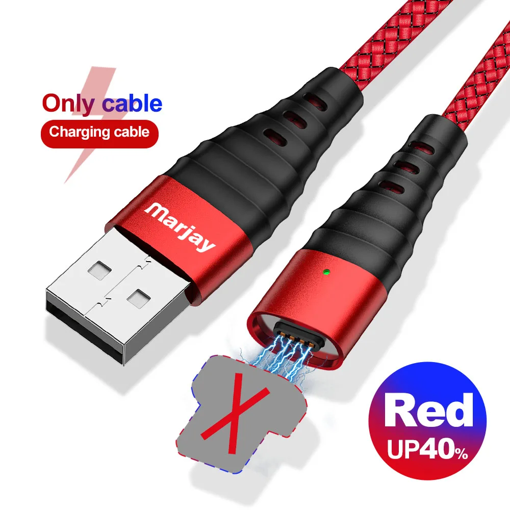 Red Cable No Plug Магнитный зарядный кабель Marjay Micro USB кабель для iPhone 7 8 X XS MAX Magnet charger usb type C кабель 3A провод для быстрого заряда шнур - Цвет: Red Cable No Plug