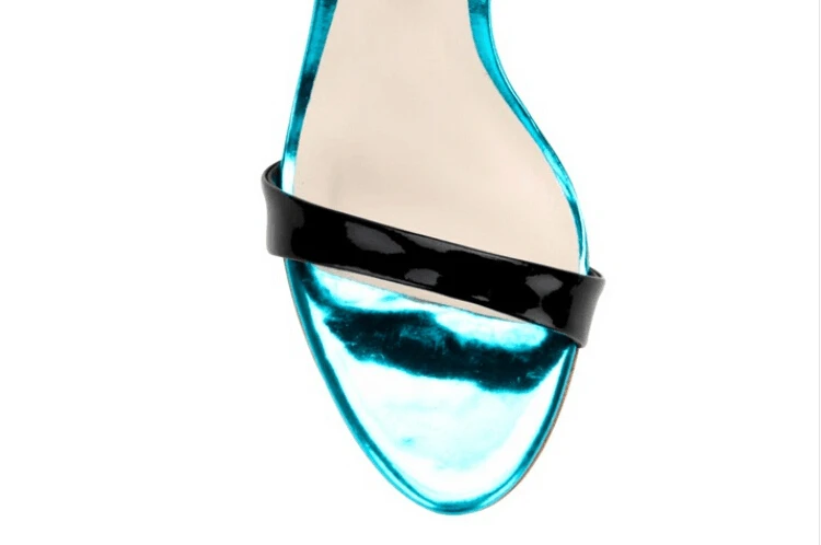 Chouodry красочные металлический ремешок женские босоножки тонкий высокий каблук