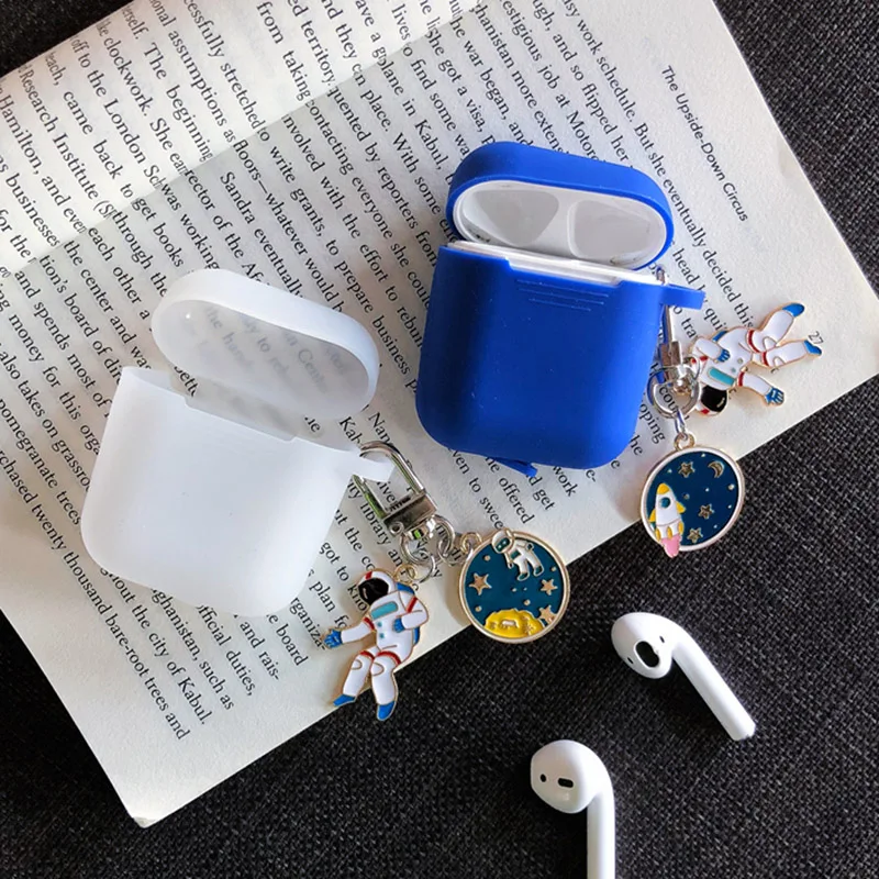 Роскошный силиконовый чехол с космическим космонавтом для Apple Airpods 1, 2, чехол для аксессуаров, защитный чехол, чехол для наушников, брелок