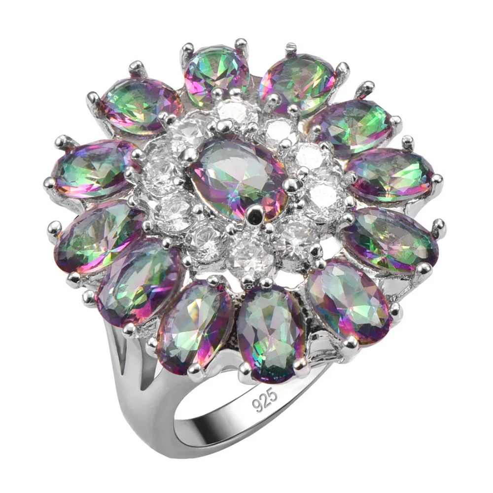 

Exquisite Rose Rainbow Crystal Zircon925 Sterling Silver Ring Beautiful Jewelry Size 6 7 8 9 10 11 12 F1541