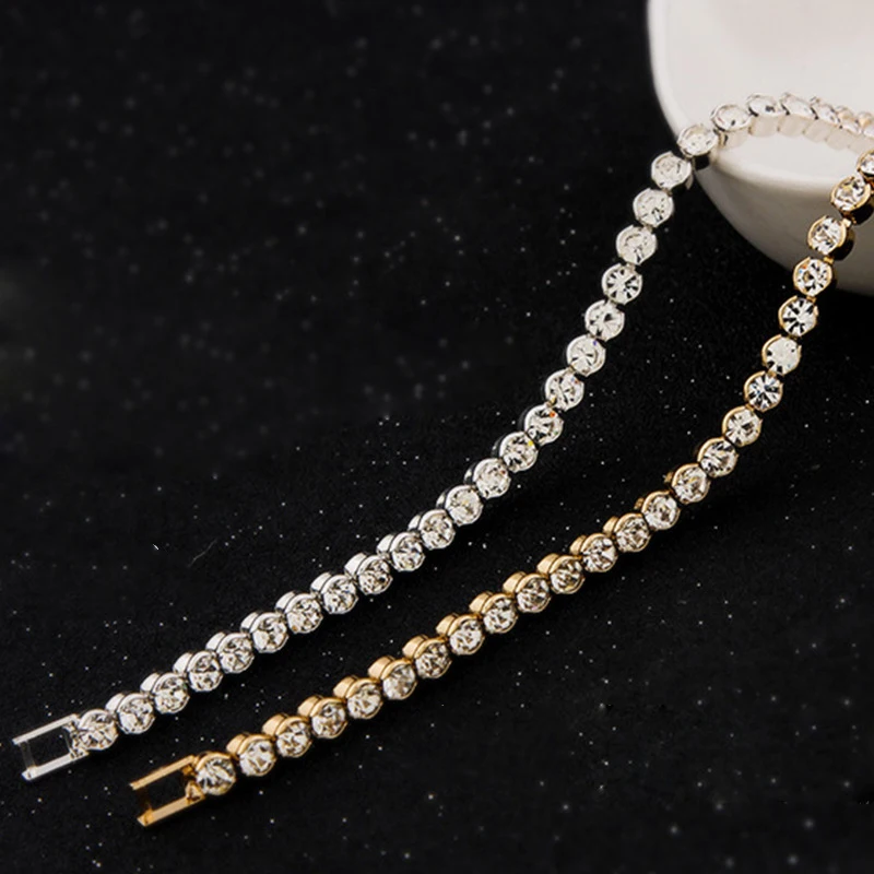 Винтажные модные белые Австрийские кристаллы Золотые/серебряные браслеты для