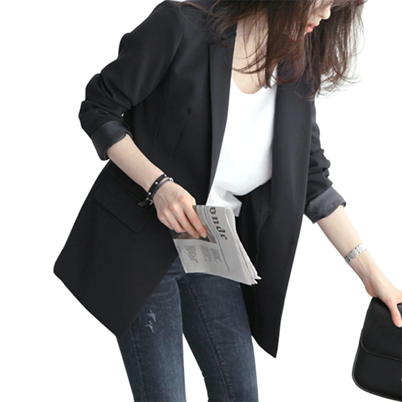 Women's suit jacket female 2018 autumn new slim casual black small professional wear temperament solid color wild | Женская одежда