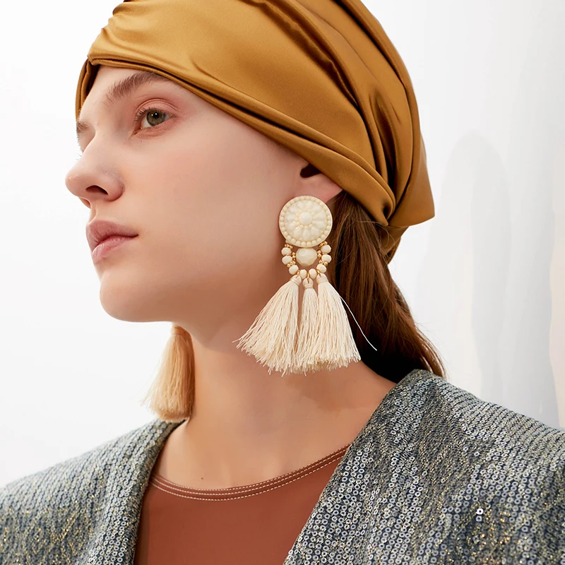 Модная индивидуальность Yunnan этнический цвет серьги с кисточками Новый