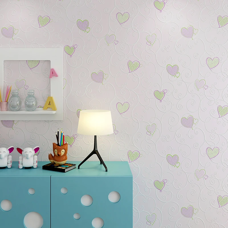 3D розовый любовь сердце мультфильм принцесса девушка комната фон настенная