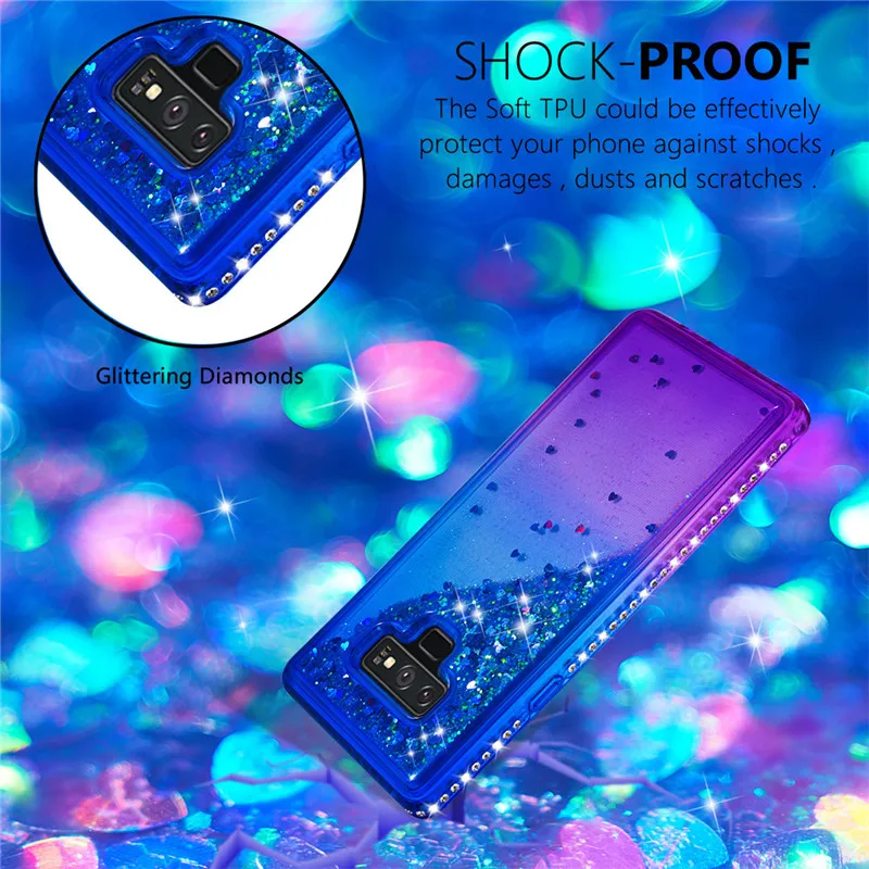 Luxury Glitter Liquid Case For Samsung Galaxy Note 9 S9 S8 A6 Plus J3 J5 J7 2018 2017 US Bling Anti Knock Quicksand Back Cover |