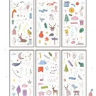 Наклейки декоративные клейкие с животными, 6 листовпартия