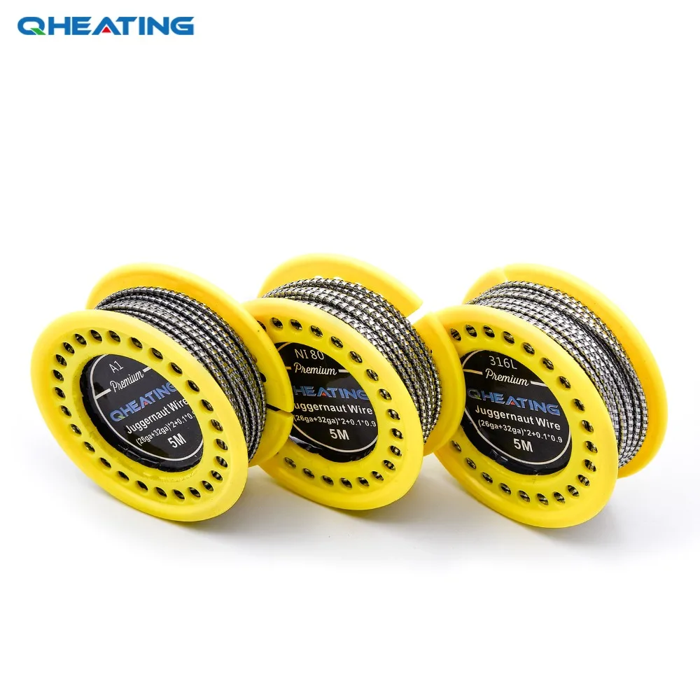 Qheater новейший 5 м/рулон A1/NI80/SS 316L Juggernaut провод для RDA RBA перестраиваемый распылитель