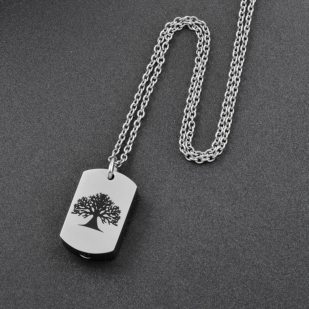 

IJD9801 Stainless Steel Tree Of Life Steel/Gold/Rose Gold/Black Cremation Memorial Ashes Urn Jewelry Dog Tag Cremation Pendant