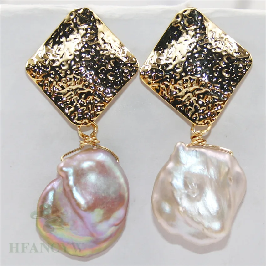 14-16 мм фиолетовые серьги с барочным жемчугом на крючке модные ушками для ушей AAA