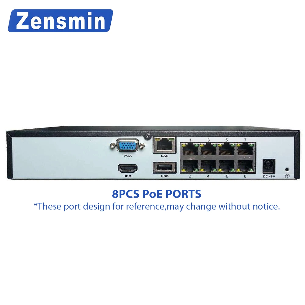 Zensmin H.265 XMeye FULL HD 8ch IP PoE NVR 2.0MP 5.0MP в реальном времени p2p 48 В VGA HDMI Onvif 1 SATA 6 ТБ HDD